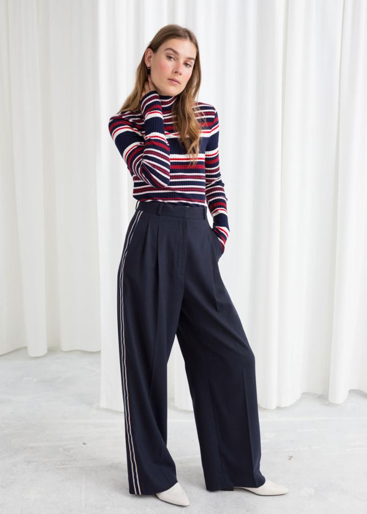 Other Stories Wide Racer Stripe Trousers - Blue