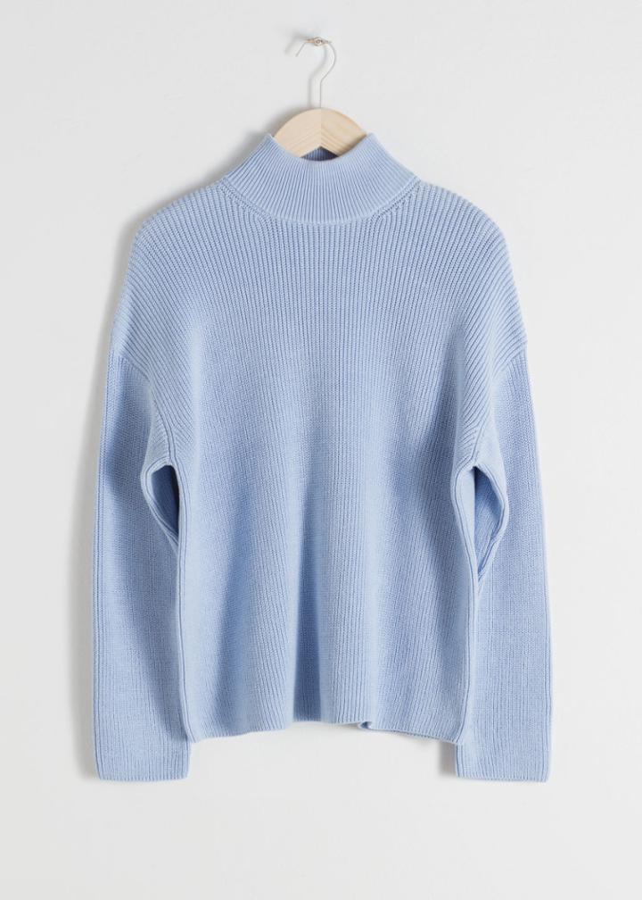 Other Stories Cotton Blend Mock Neck Sweater - Blue