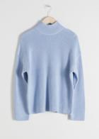 Other Stories Cotton Blend Mock Neck Sweater - Blue