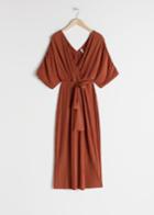 Other Stories Belted Pliss Pleated Maxi Dress - Orange