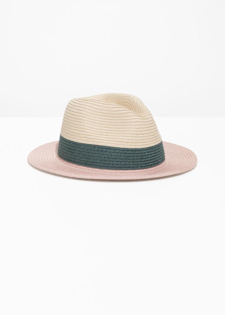 Other Stories Straw Fedora Hat - Pink