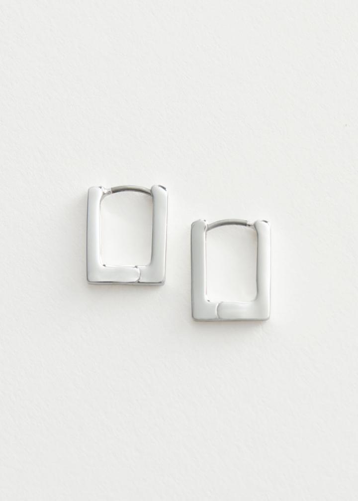 Other Stories Rectanglular Hoop Earrings - Silver