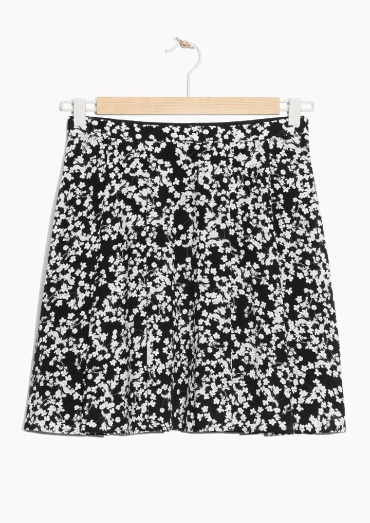 Other Stories Pleated Floral Zip Skirt