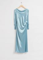 Other Stories Fitted Waterfall Neckline Dress - Turquoise