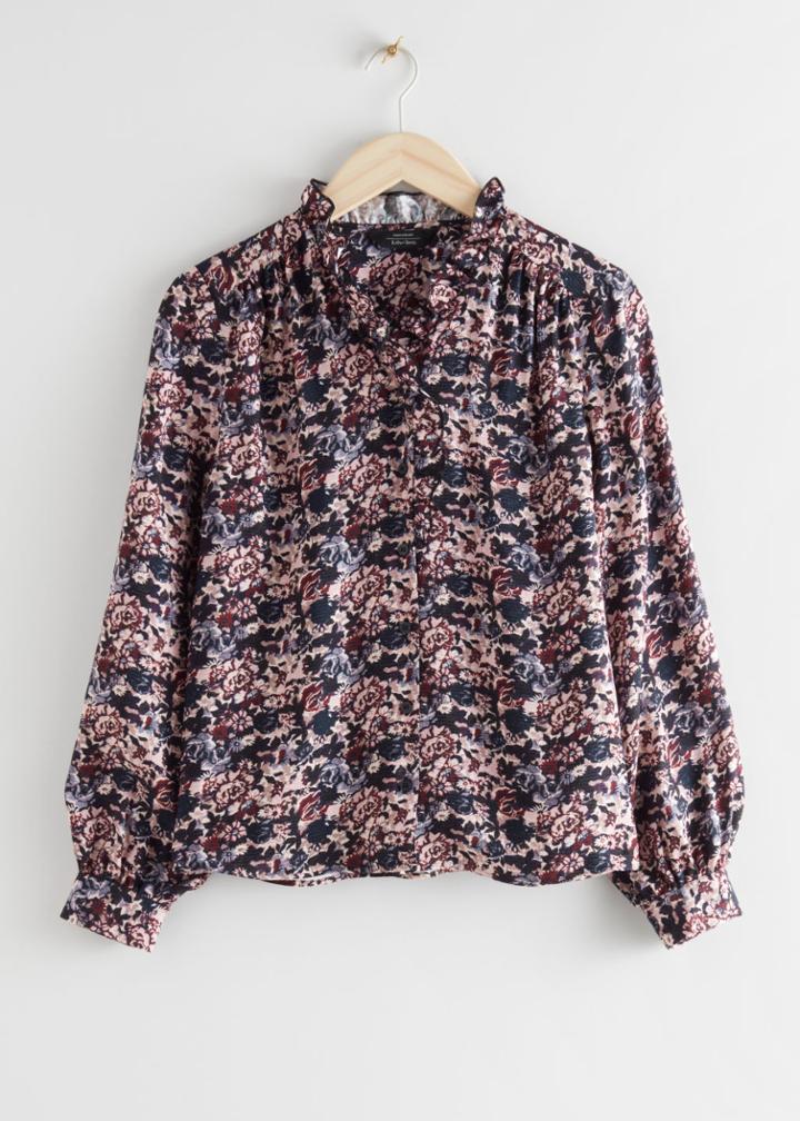 Other Stories Button Up Ruffle Blouse - Pink