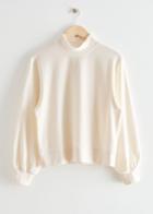 Other Stories Mock Neck Velour Sweater - White
