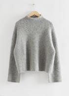 Other Stories Oversized Mock Neck Wool Sweater - Grey