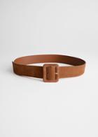 Other Stories Square Buckle Suede Belt - Beige