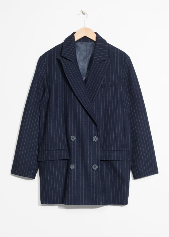 Other Stories Pinstripe Blazer - Blue