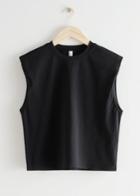 Other Stories Cropped Padded Shoulder Tank Top - Black