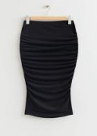 Other Stories Ruched Pencil Midi Skirt - Black