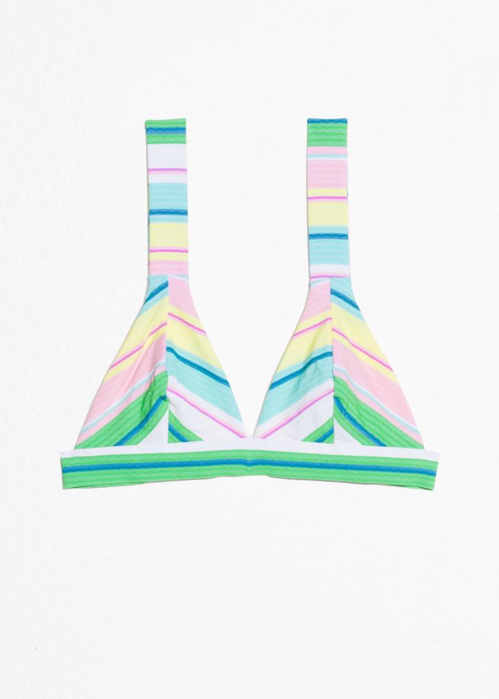 Other Stories Chevron Stripe Bikini Top - Turquoise