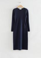 Other Stories Straight Structured Shoulder Knit Dress - Blue