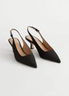 Other Stories Pointed Kitten Heel Mules - Black
