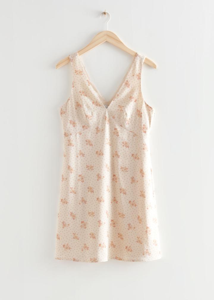 Other Stories Printed Satin Mini Dress - White