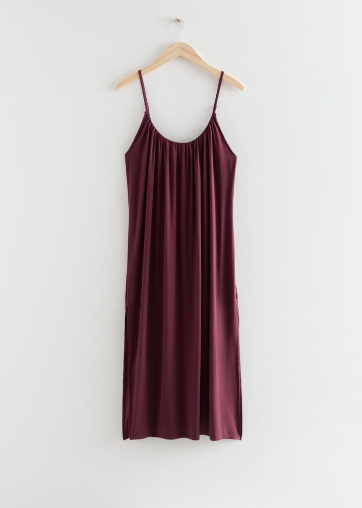 Other Stories Strappy Side Slit Midi Dress - Red