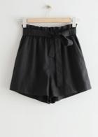 Other Stories Belted Linen Shorts - Black