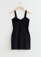 Other Stories Strappy Sweetheart Neck Mini Dress - Black