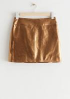 Other Stories Metallic Leather Mini Skirt - Brown