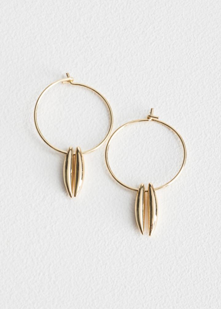 Other Stories Duo Bar Charm Hoop Earrings - Gold