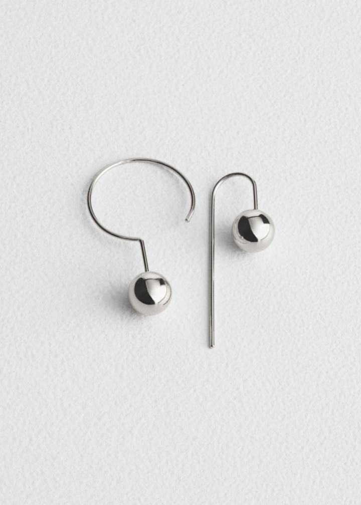 Other Stories Asymmetric Pearl Earrings - Silver