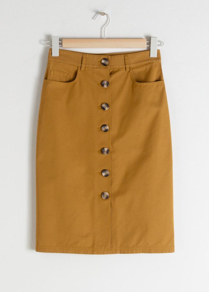Other Stories Cotton Twill Workwear Skirt - Yellow