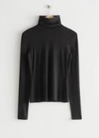Other Stories Fitted Turtleneck Top - Black