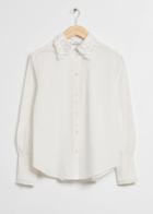 Other Stories Embroidered Scalloped Edge Shirt - White