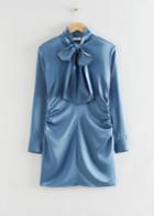 Other Stories Satin Lavallire-neck Mini Dress - Blue
