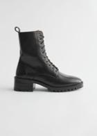 Other Stories Heeled Leather Boots - Black