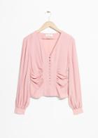 Other Stories Ruffled V-neck Blouse - Pink