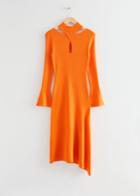Other Stories Fitted Keyhole Midi Dress - Orange