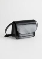 Other Stories Leather Flap Over Crossbody Bag - Black