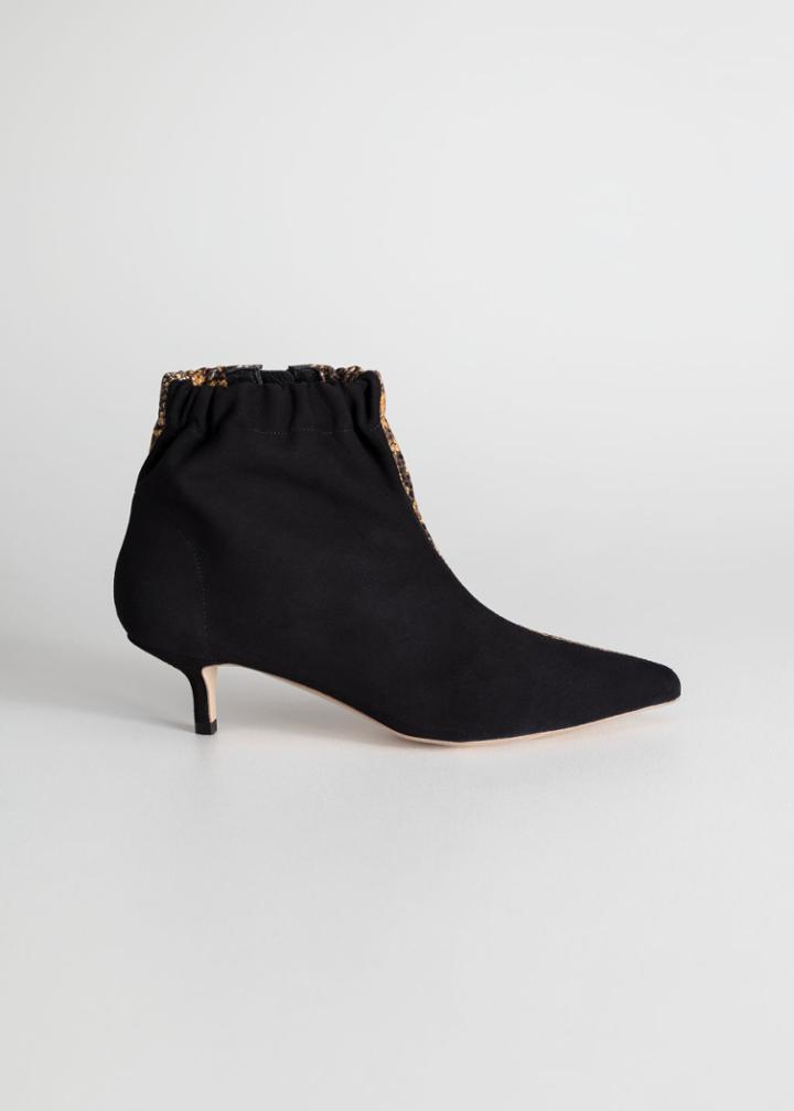 Other Stories Gathered Kitten Heel Boots - Black