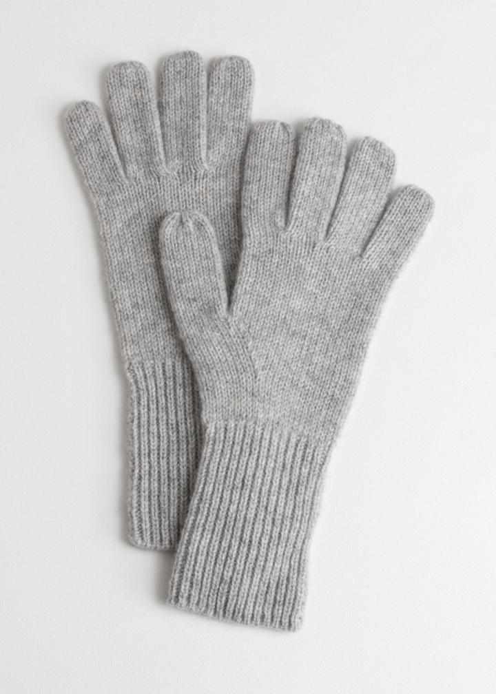 Other Stories Soft Knit Gloves - Grey