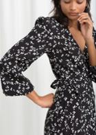 Other Stories Printed Wrap Dress - Black