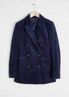 Other Stories Double Breasted Corduroy Blazer - Blue