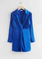Other Stories Twisted Front Satin Shirt Dress - Blue