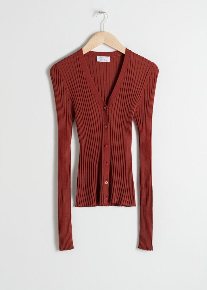 Other Stories Fitted Ribbed Cardigan - Red