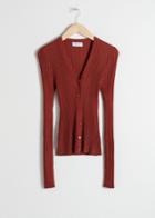 Other Stories Fitted Ribbed Cardigan - Red