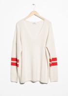 Other Stories Stripe Sleeve Sweater - White