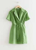 Other Stories Collared Linen Mini Dress - Green