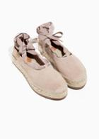 Other Stories Suede Ribbon Lace-up Espadrilles - Beige