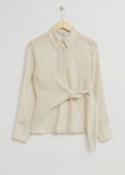 Other Stories Slim-fit Wrap Tie Shirt - Beige