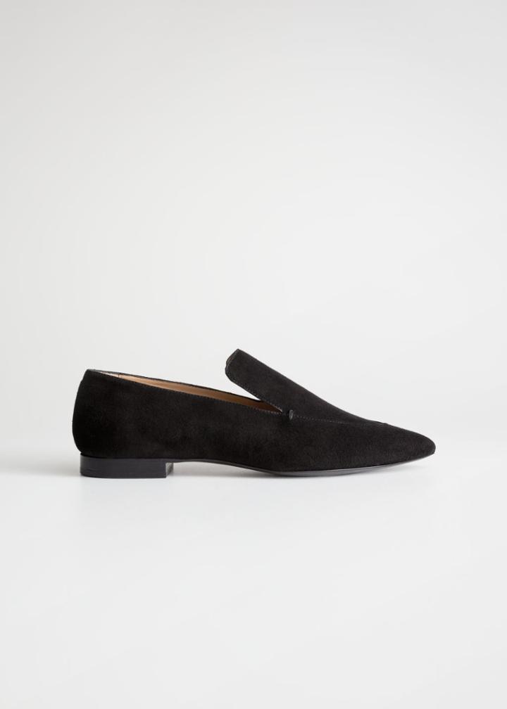 Other Stories Pointed Leather Loafers - Black