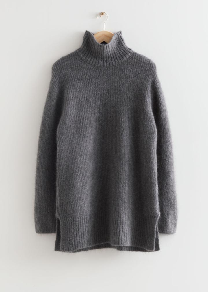 Other Stories Mock Neck Knit Mini Dress - Rust