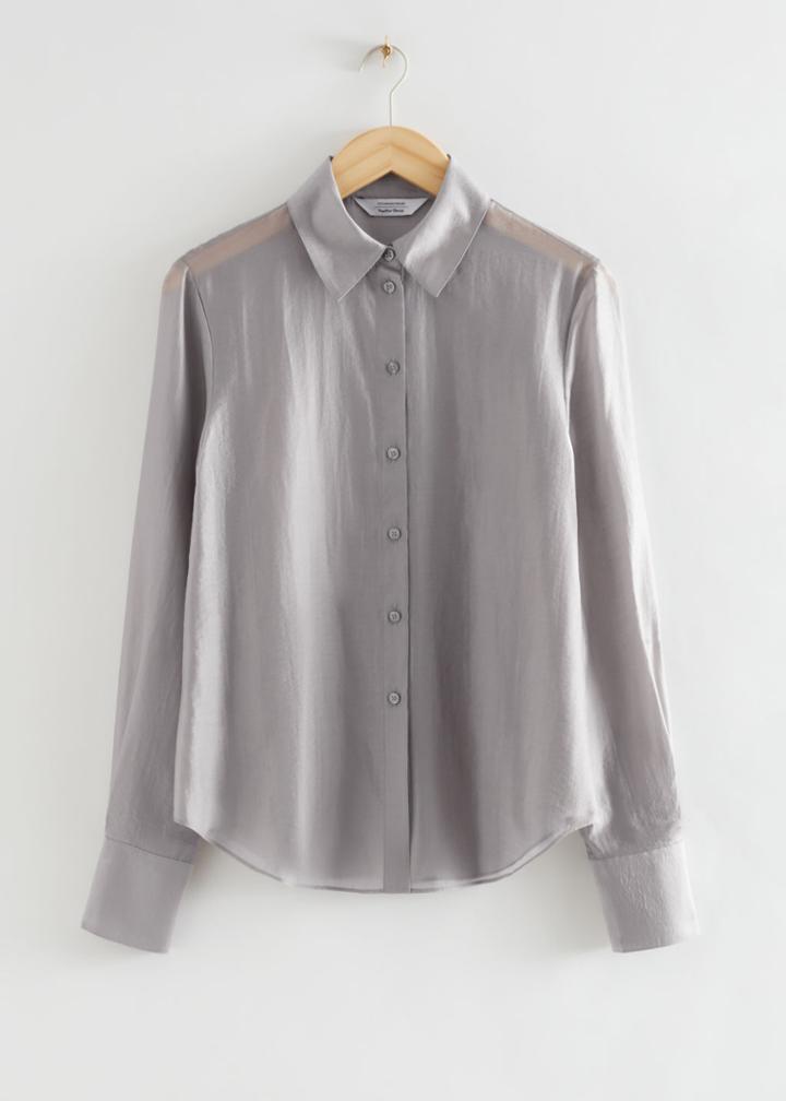 Other Stories Voluminous Sleeve Shirt - Grey