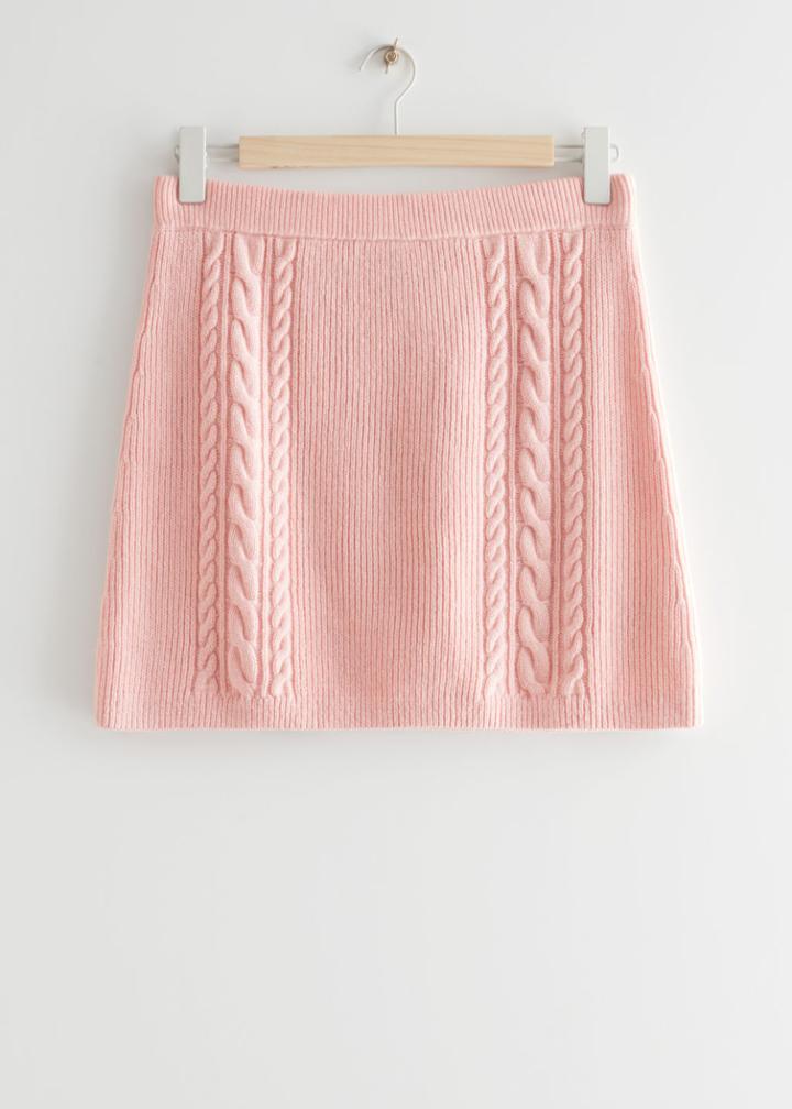 Other Stories Cable Knit Mini Skirt - Pink