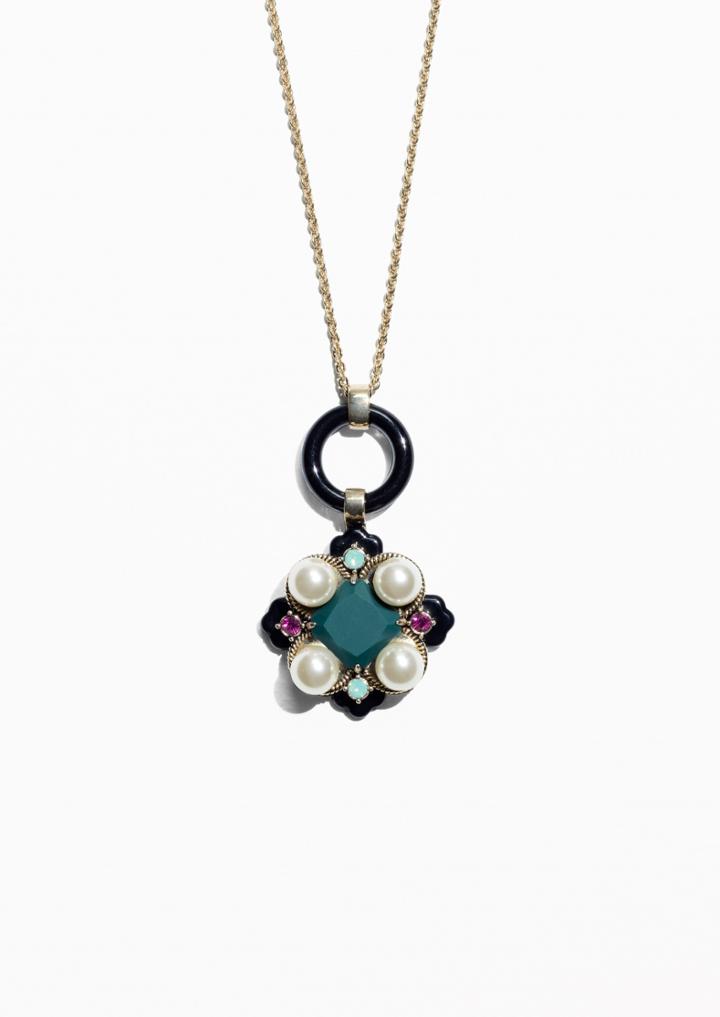 Other Stories Pearlescent Stone Necklace