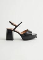 Other Stories Leather Slingback Platform Sandals - Black
